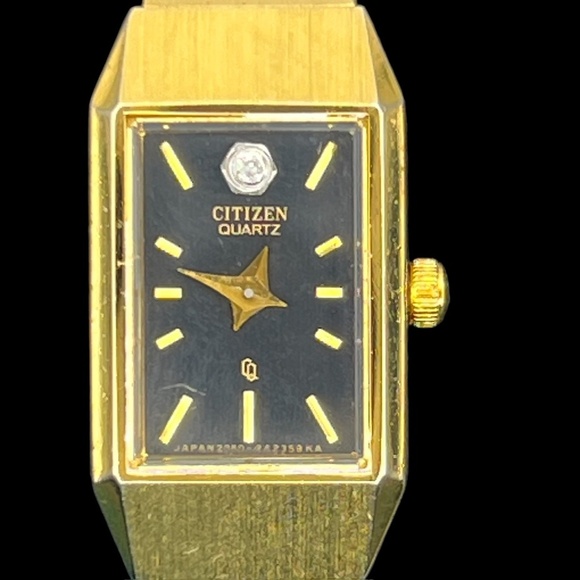 Vintage Citizen CQ Gold Plated  Diamond  Rectangular  Ladies Watch Working - Picture 8 of 10